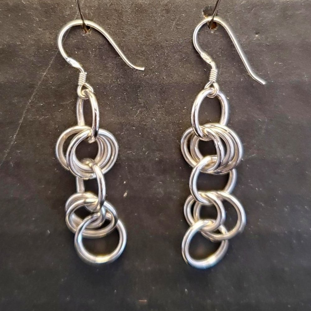 Sterling Silver Multi Loop Drop Earrings - image 1